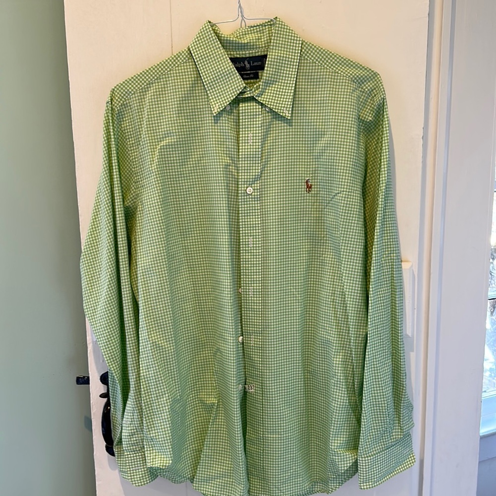 Green gingham Classic Fit Ralph Lauren Buttondown sz L